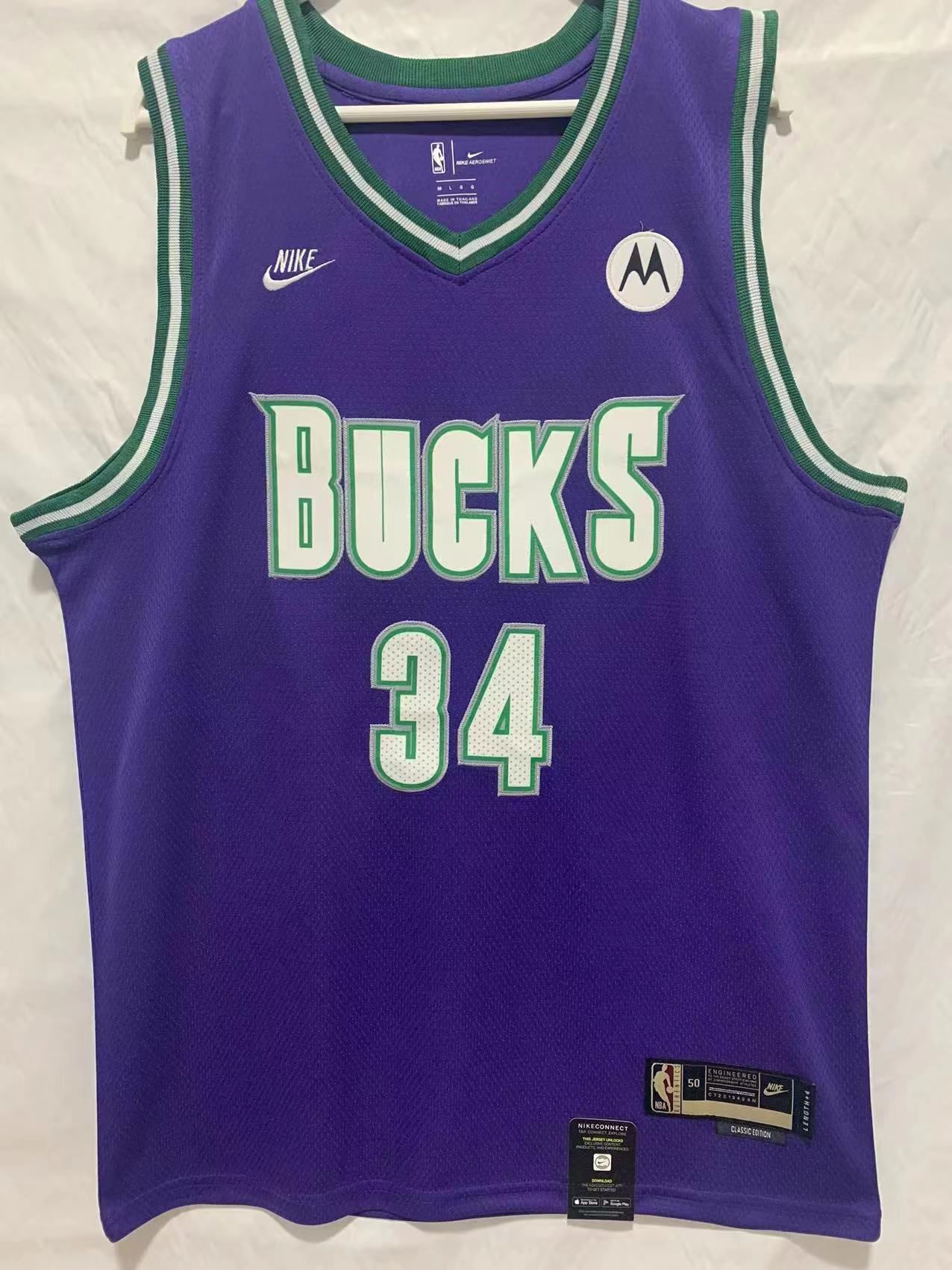 Men Milwaukee Bucks #34 Antetokounmpo Purple Throwback Nike Season 22-23 NBA Jersey->golden state warriors->NBA Jersey